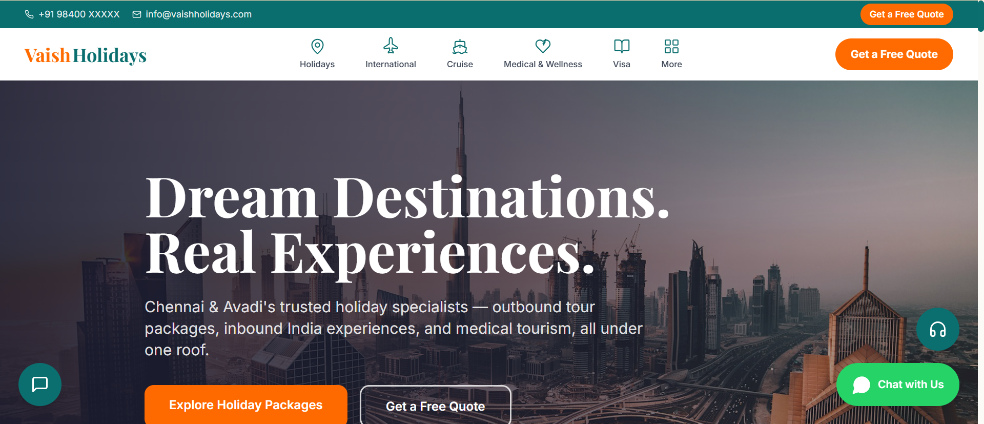 Vaish Holidays website preview