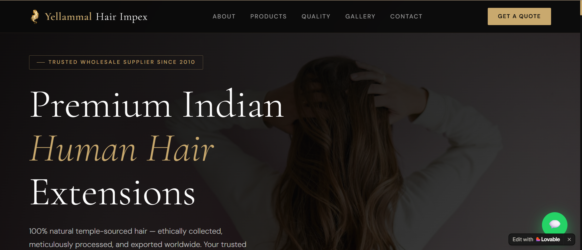 Yellammal Hair Impex website preview